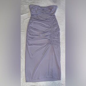 Ruched Lavender Midi Dress- Size-Medium